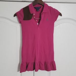 Ralph Lauren Girls Polo Dress Hot Pink Short Sleeve Size 6
